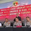 Foto: Press release Polda Jawa Tengah, unjuk rasa Kabupaten Pati.(Portalljateng/uncoe_bleu)