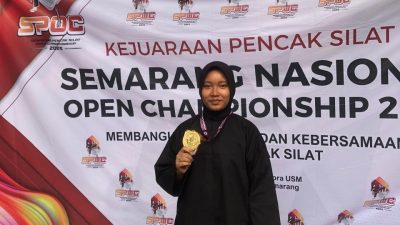 Foto : Syifa Nadya Fahma, siswi kelas 9D dari MTsN 3 Pati, berhasil menorehkan prestasi gemilang dengan meraih Juara I dalam kategori Laga Kelas H Putri Pra Remaja.(Portalljateng/MTsN 3 Pati)